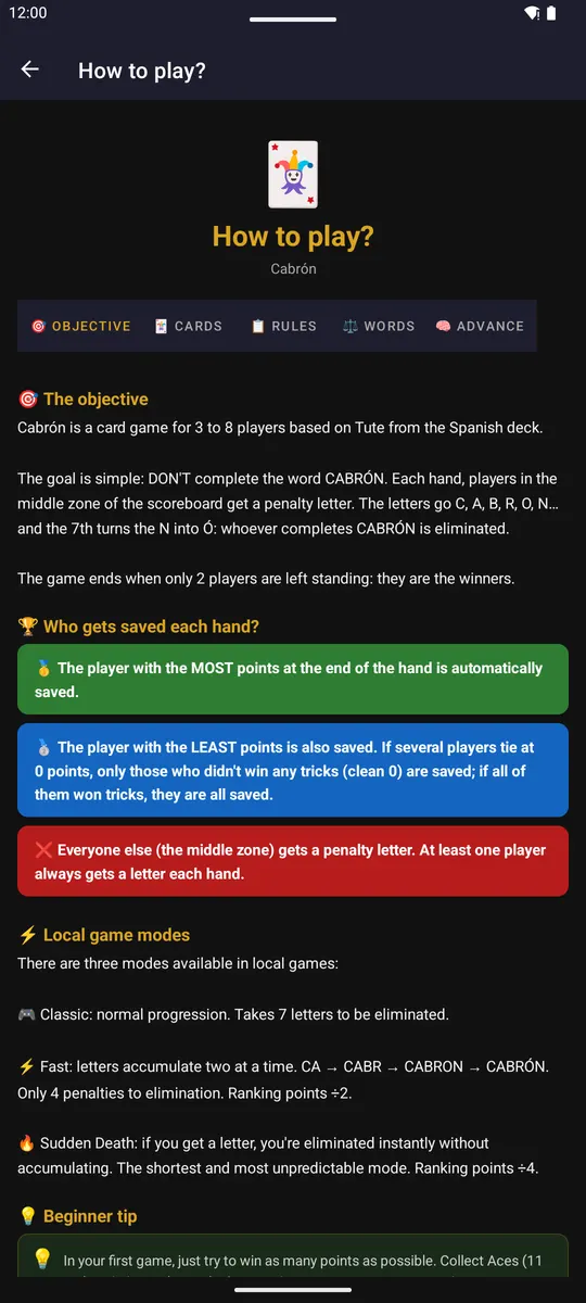 “How to play?” screen with the objective and who gets saved each hand